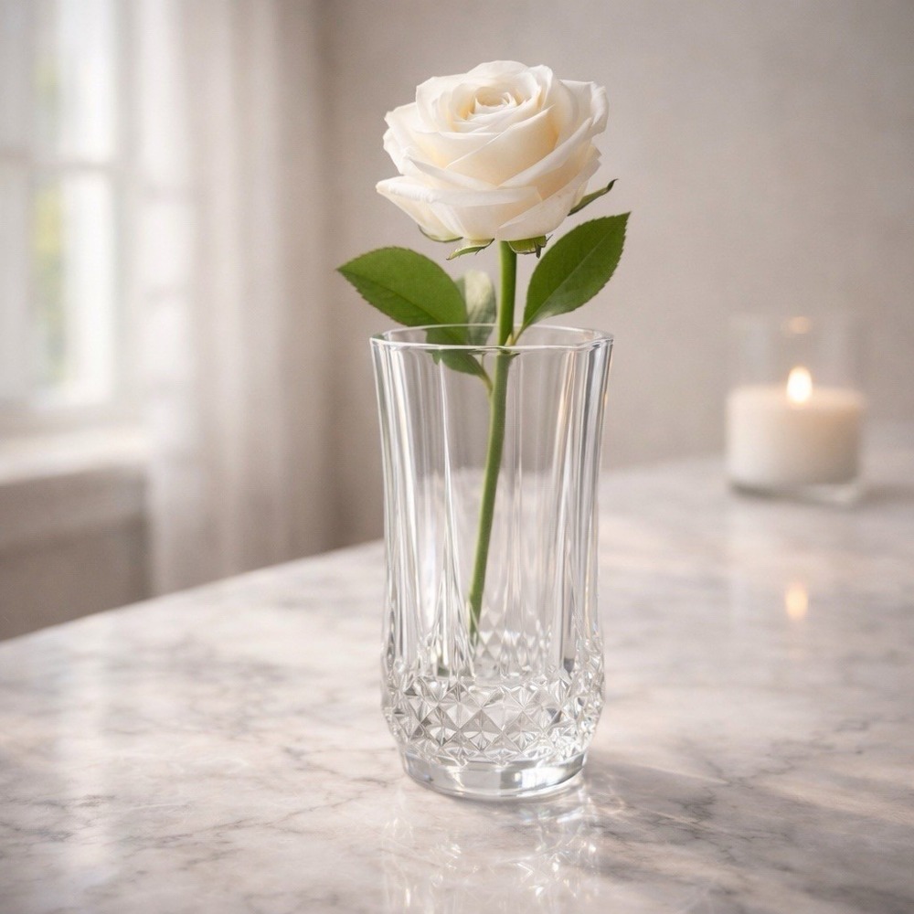 Heavy Cut Style Crystal Bud Vase Clear Diamond‎ Pattern 5.5"